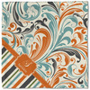 Generated Product Preview for Shelly D Sprinkle Review of Orange Blue Swirls & Stripes Cloth Napkin w/ Name and Initial