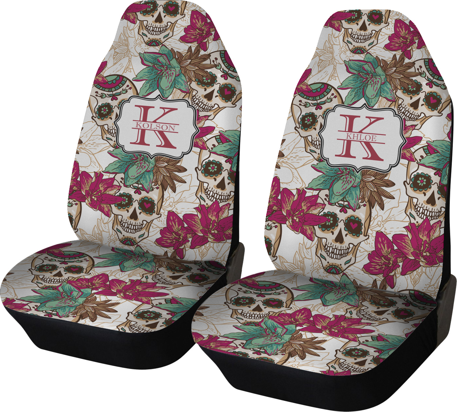 Sugar Skull Cats Car Seat Cover for Vehicle Custom Seat Covers for