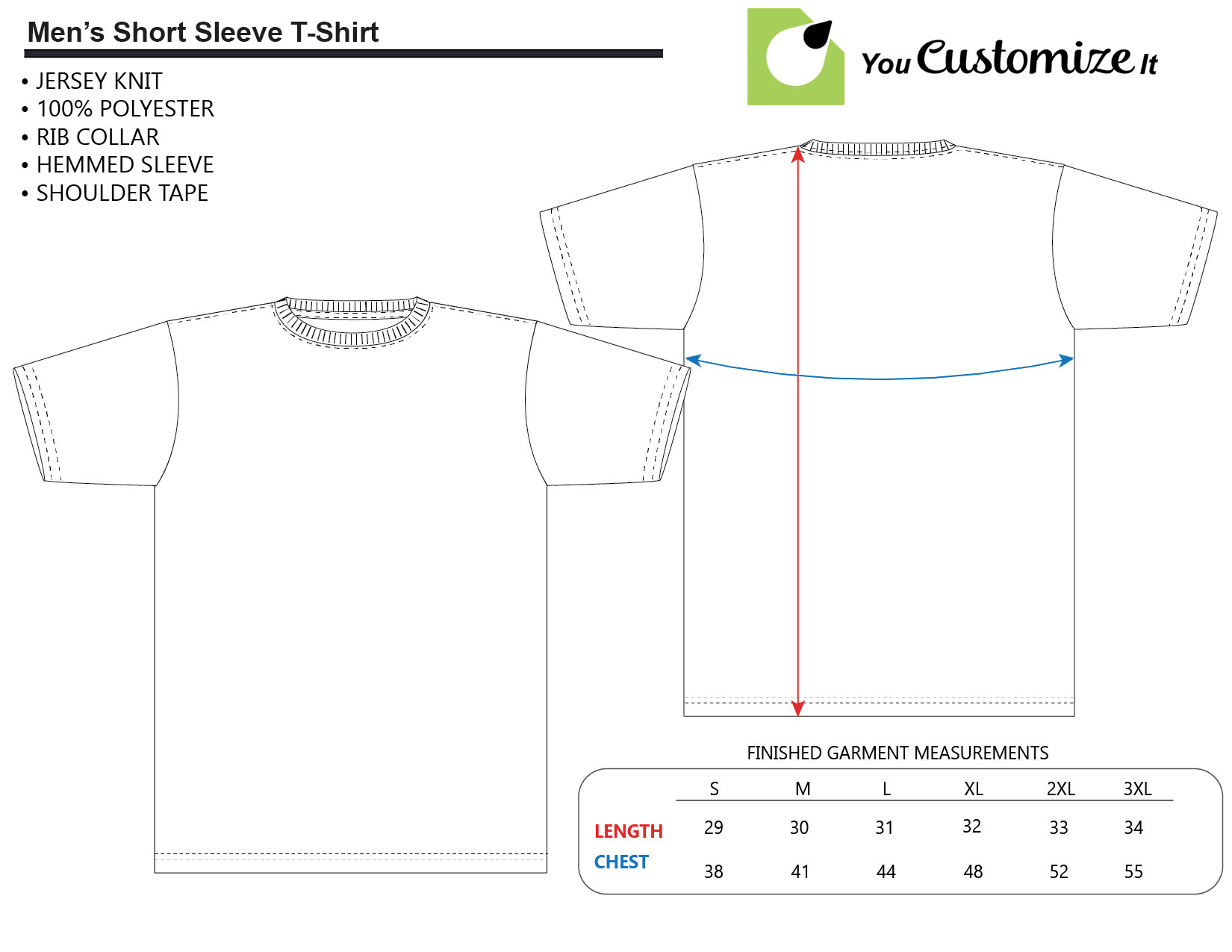 Design Your Own Men's Crew T-Shirt - 3X Large - YouCustomizeIt