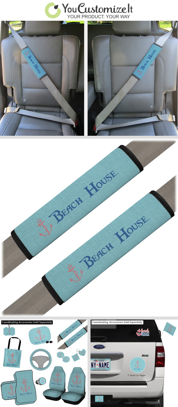 Chic Beach House Seat Belt Covers Set Of 2