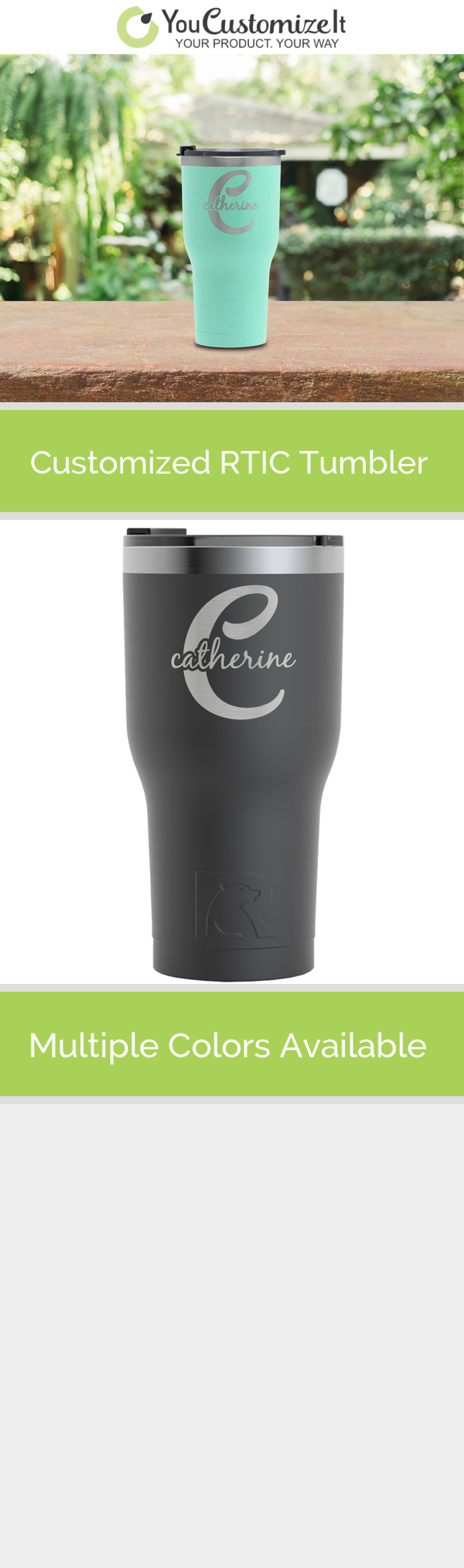 Personalized Personalized RTIC 20 oz Tumbler - Powder Coated - Customize  with Your Logo, Monogram, or Design - Custom Tumbler Shop