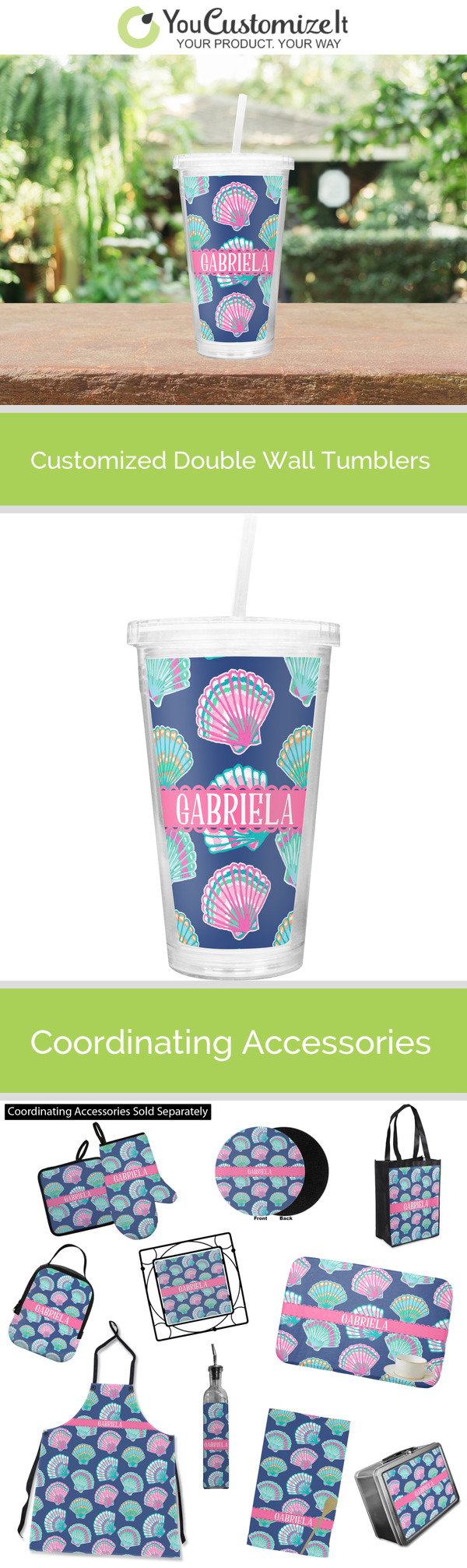 Custom Preppy Sea Shells Party Cups - 16oz (Personalized)