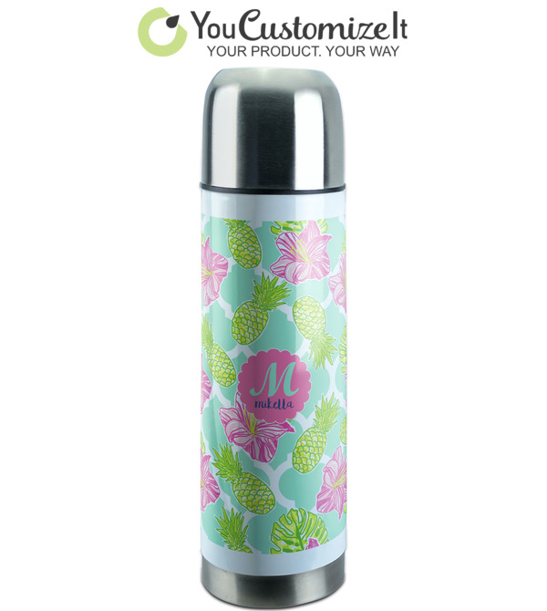 Preppy Flowers Blue Thermos Bottle