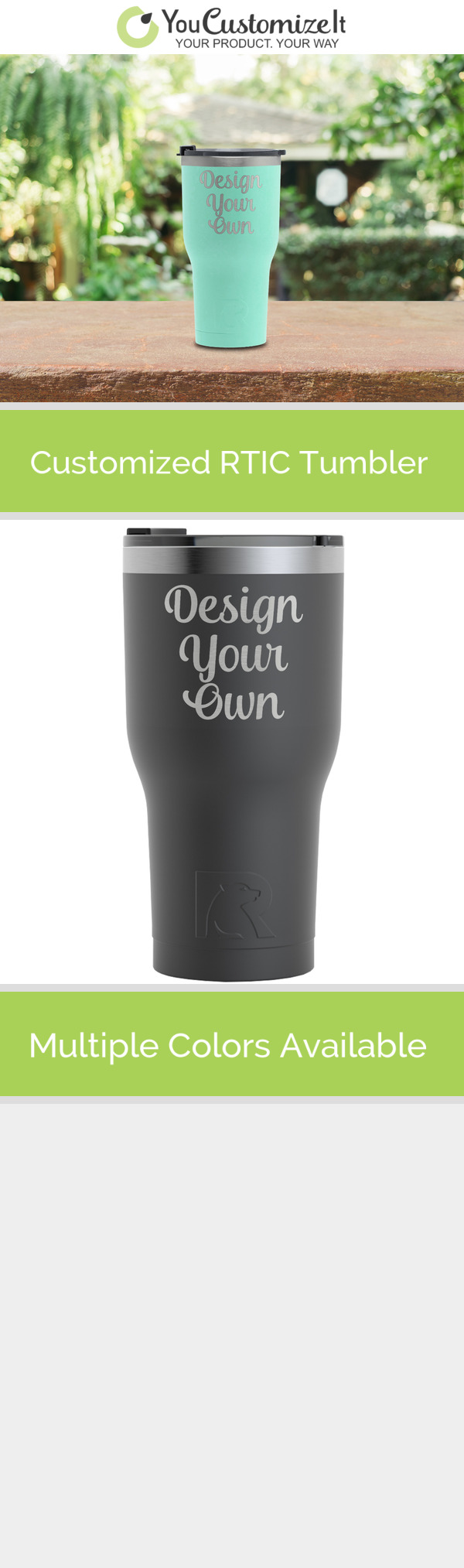 Custom Name & Initial (Girly) RTIC Everyday Tumbler with Straw - 28oz  (Personalized)