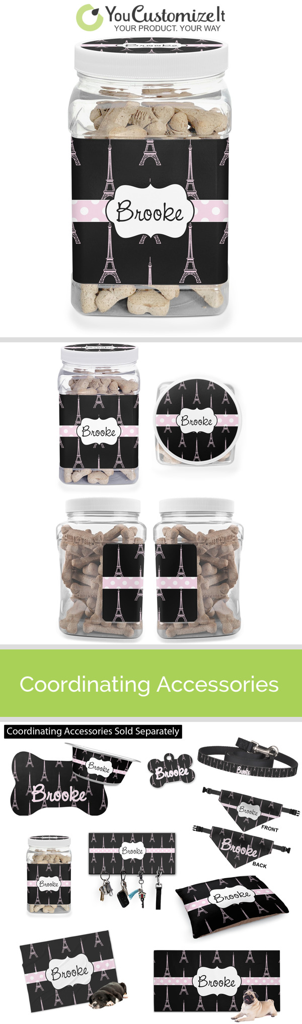 Custom Eiffel Tower Dog Treat Jar (Personalized)