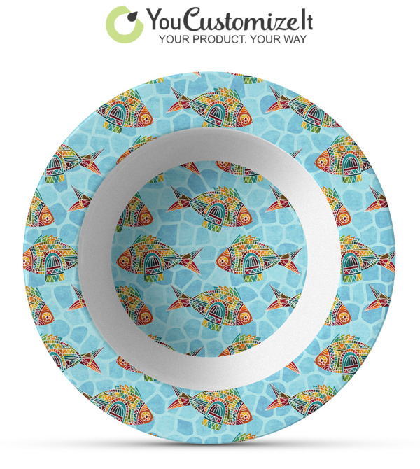 Custom Mosaic Fish Microwave Safe Plastic Plate - Composite Polymer