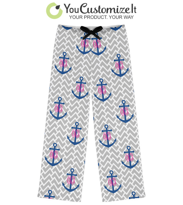 Personalized Monogram Anchor Womens Pajama Pants - L at  Women's  Clothing store