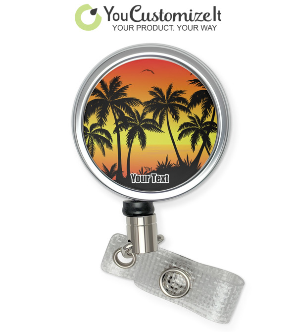 Tropical Sunset Summer Mouse Personalized Badge Reel Beach Badge