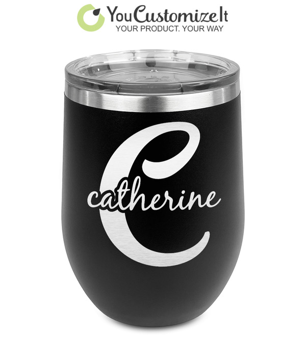 Custom Name & Initial (for Guys) Stemless Wine Tumbler - 5 Color Choices -  Stainless Steel (Personalized)