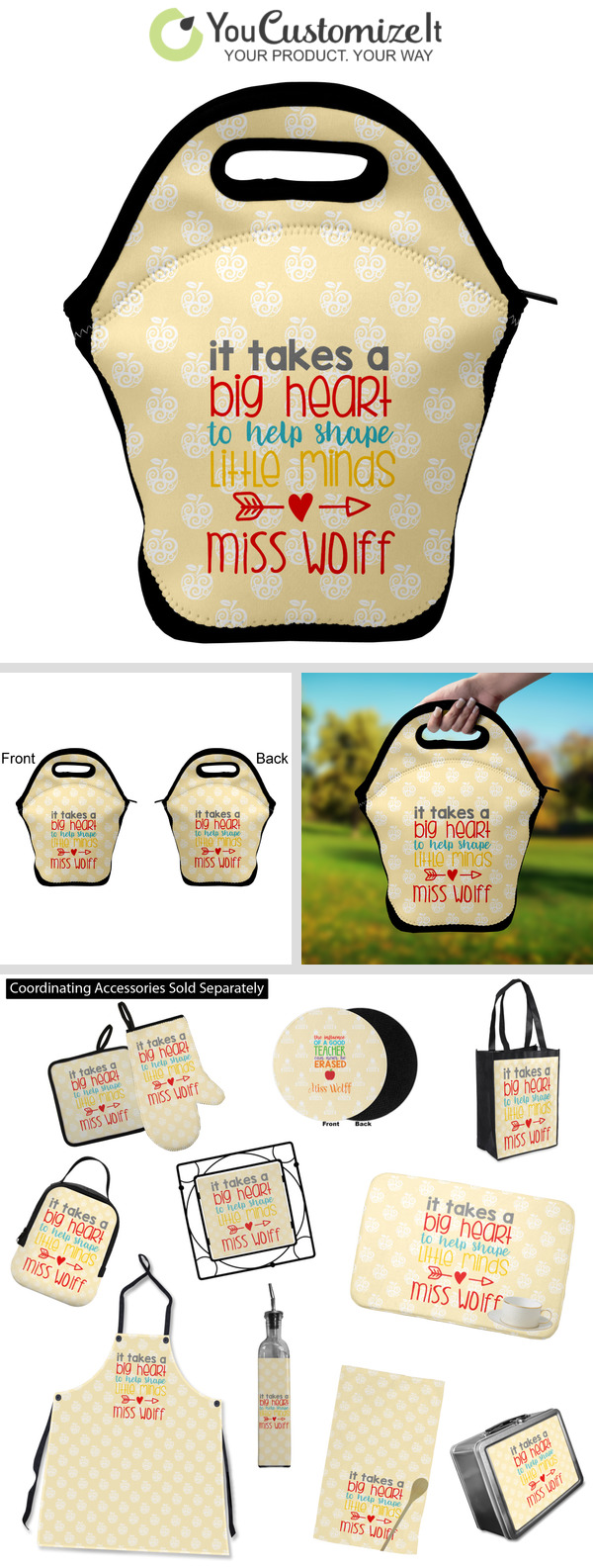 Custom Teacher Quote Insulated Lunch Bag (Personalized)