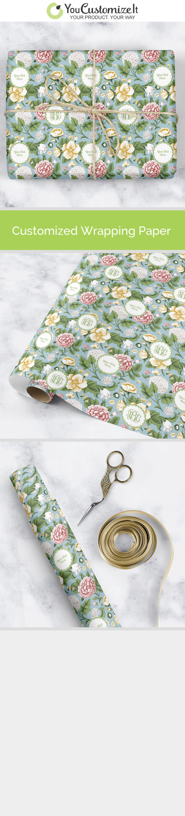 Custom Vintage Floral Wrapping Paper (Personalized)