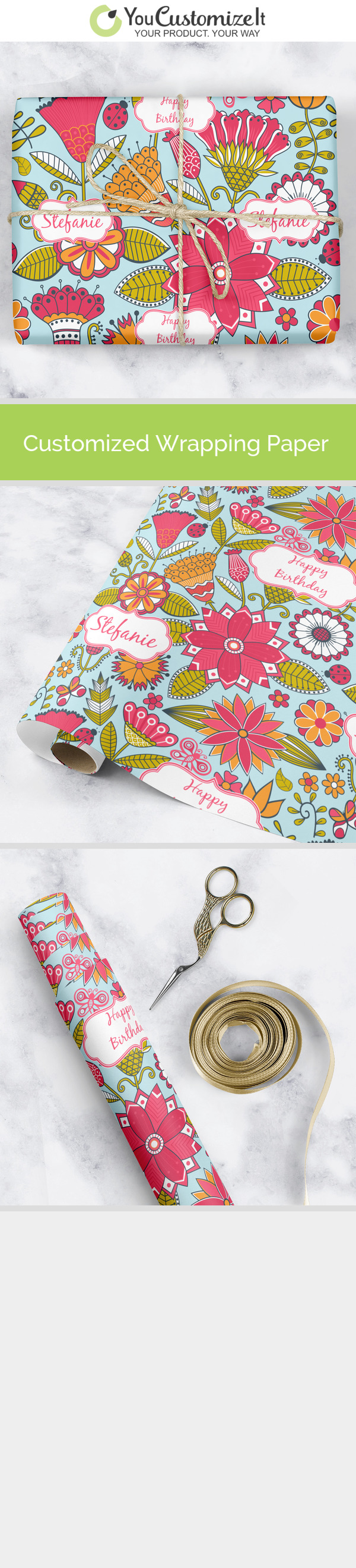 Custom Wild Flowers Wrapping Paper (Personalized)