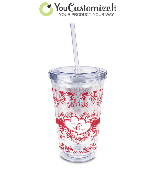 Custom 16 oz Double Wall Acrylic Tumblers with Lid & Straw - Full Print, Design & Preview Online