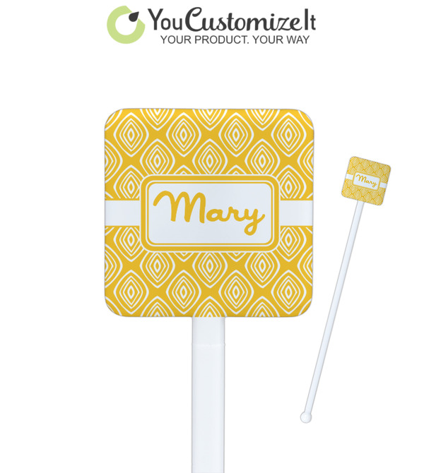 Custom Diamond Plate Square Plastic Stir Sticks (Personalized)