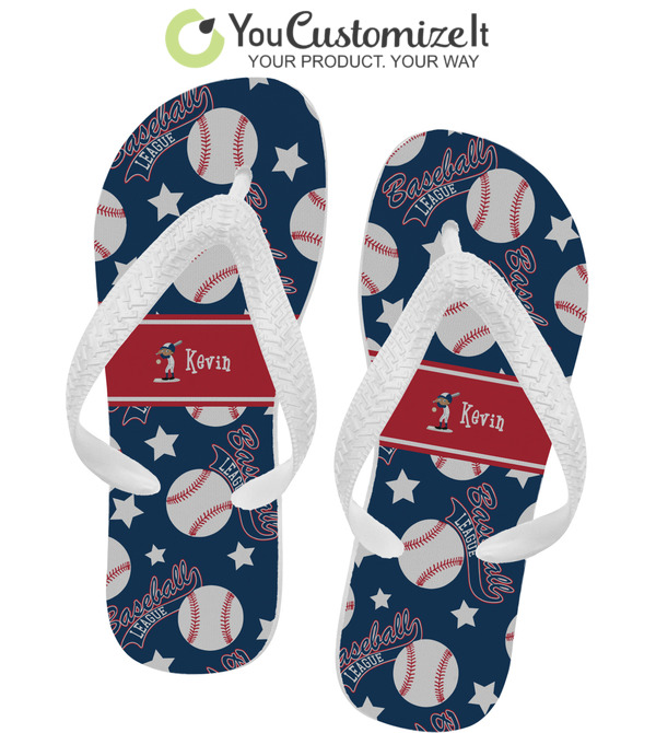 personalized baseball flip flops