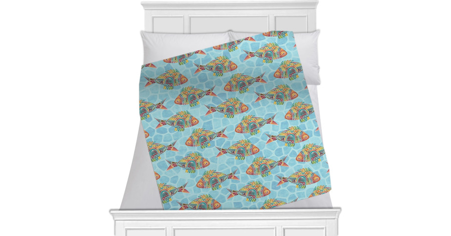 Custom Mosaic Fish Minky Blanket Youcustomizeit