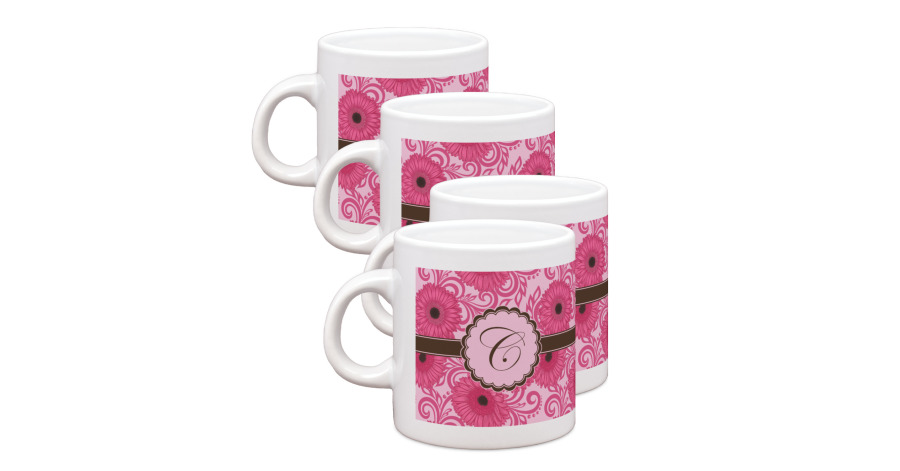 Custom Gerbera Daisy Single Shot Espresso Cups - Set of 4 (Personalized ...