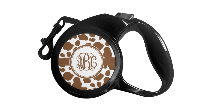 Custom Cow Print Retractable Dog Leash - Small (Personalized