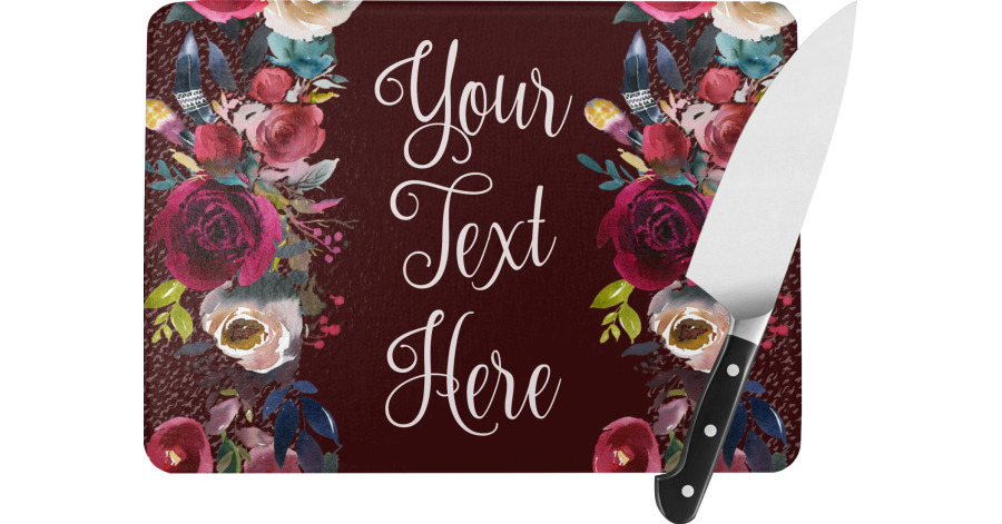 Custom Boho Rectangular Glass Cutting Board Personalized Youcustomizeit