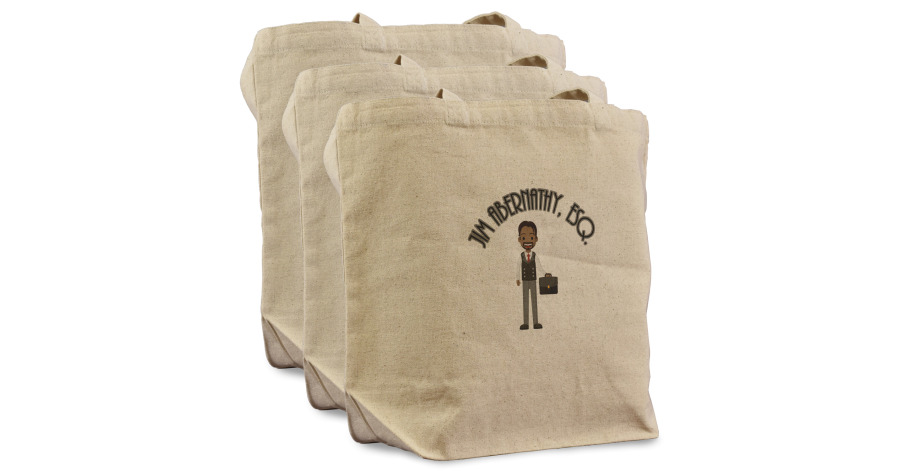 Custom Lawyer Attorney Avatar Reusable Cotton Grocery Bags Set Of 3