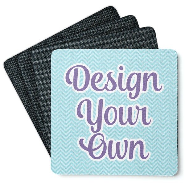 Custom Design Your Own Square Rubber Backed Coasters - Set of 4