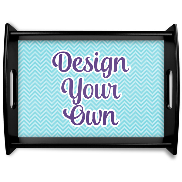 Custom Design Your Own Black Wooden Tray - Large