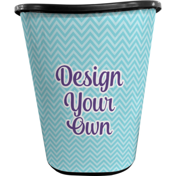 Custom Design Your Own Waste Basket - Single-Sided - Black