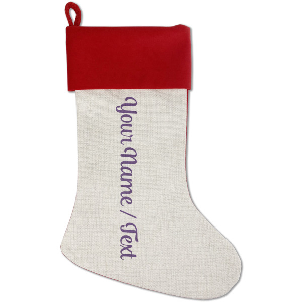 Custom Design Your Own Red Linen Stocking