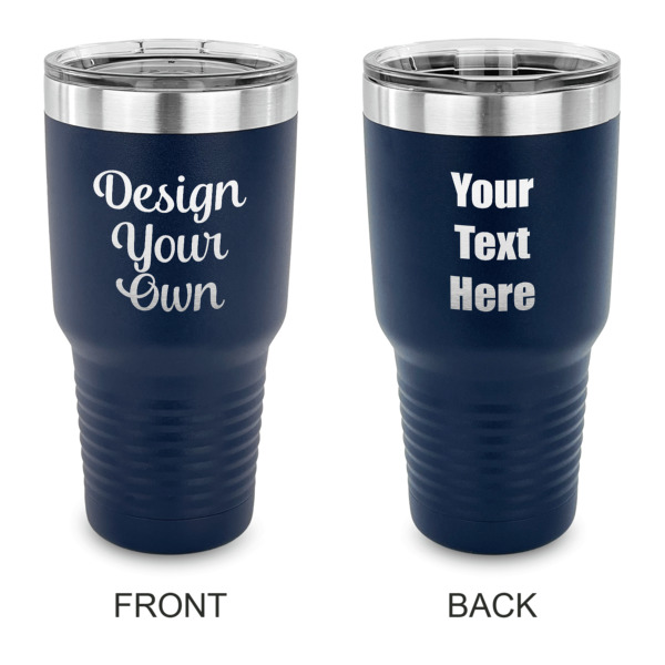 Custom Design Your Own 30 oz Stainless Steel Tumbler - Navy - Double-Sided