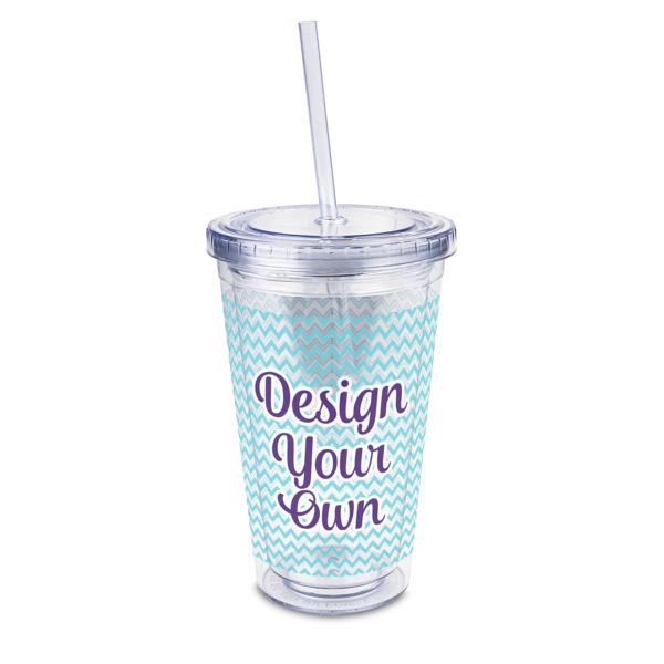 Custom Design Your Own 16 oz Double Wall Acrylic Tumbler with Lid & Straw - Full Print