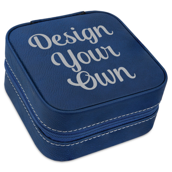 Custom Design Your Own Travel Jewelry Box - Navy Blue Leather