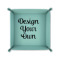 Custom Design - 6" x 6" Teal Leatherette Snap Up Tray - FOLDED UP