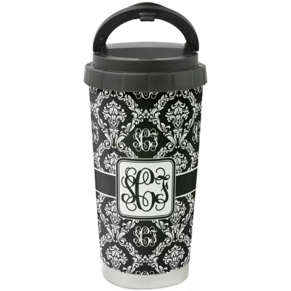 Custom Monogrammed Damask Stainless Steel Coffee Tumbler (Personalized)