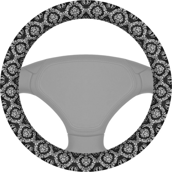 Custom Monogrammed Damask Steering Wheel Cover (Personalized)