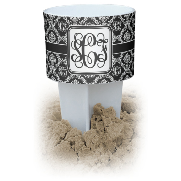 Custom Monogrammed Damask Beach Spiker Drink Holder (Personalized)