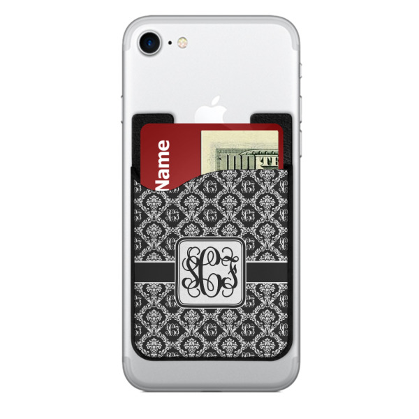 Custom Monogrammed Damask 2-in-1 Cell Phone Credit Card Holder & Screen Cleaner (Personalized)