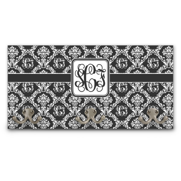 Custom Monogrammed Damask Wall Mounted Coat Rack (Personalized)