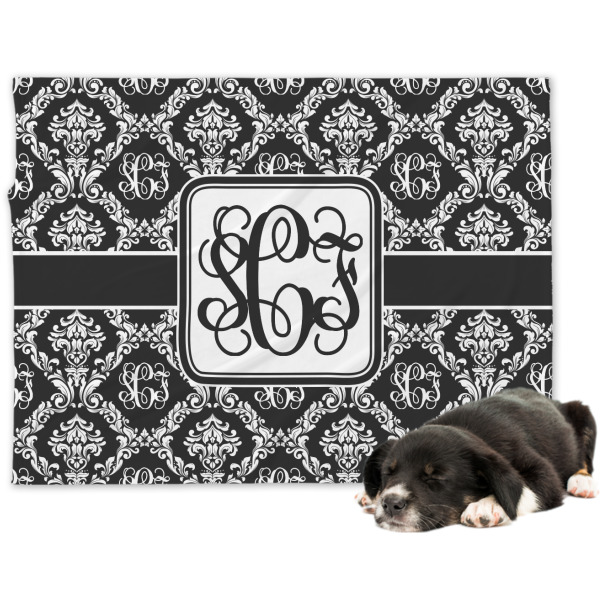 Custom Monogrammed Damask Dog Blanket - Regular (Personalized)