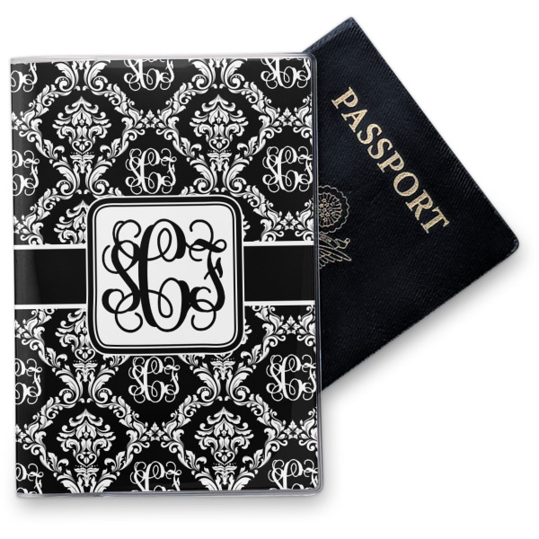 Custom Monogrammed Damask Vinyl Passport Holder (Personalized)