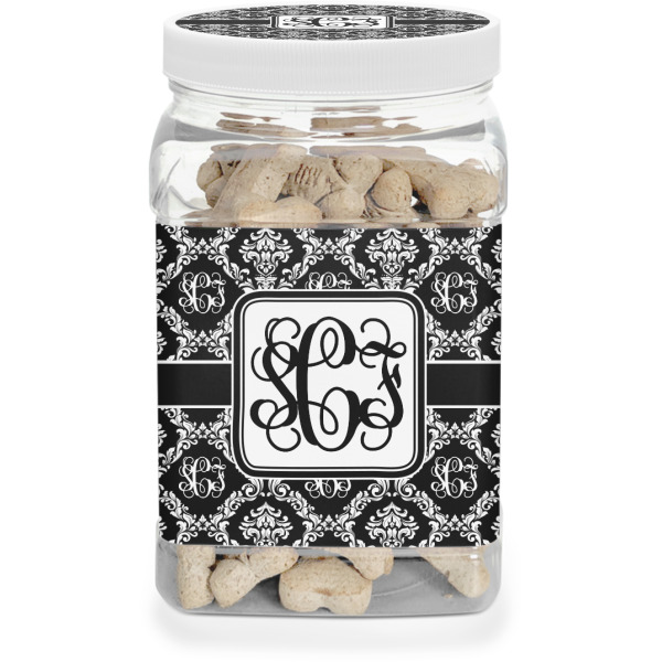 Custom Monogrammed Damask Dog Treat Jar (Personalized)