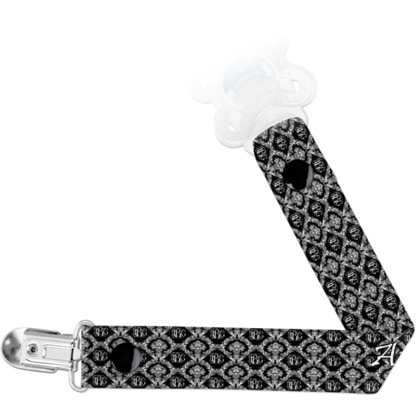 Custom Monogrammed Damask Pacifier Clip