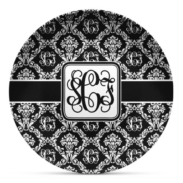 Custom Monogrammed Damask Microwave Safe Plastic Plate - Composite Polymer (Personalized)