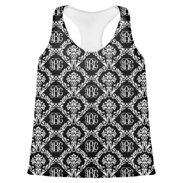 Custom Monogrammed Damask Womens Racerback Tank Top - X Large (Personalized)