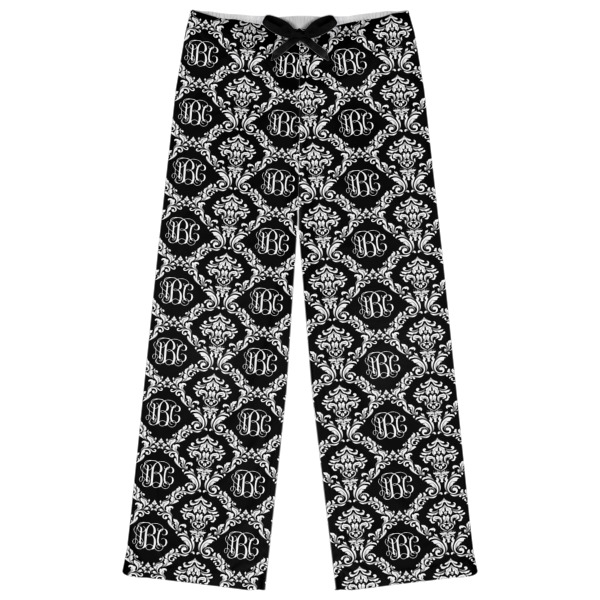 Custom Monogrammed Damask Womens Pajama Pants - L (Personalized)