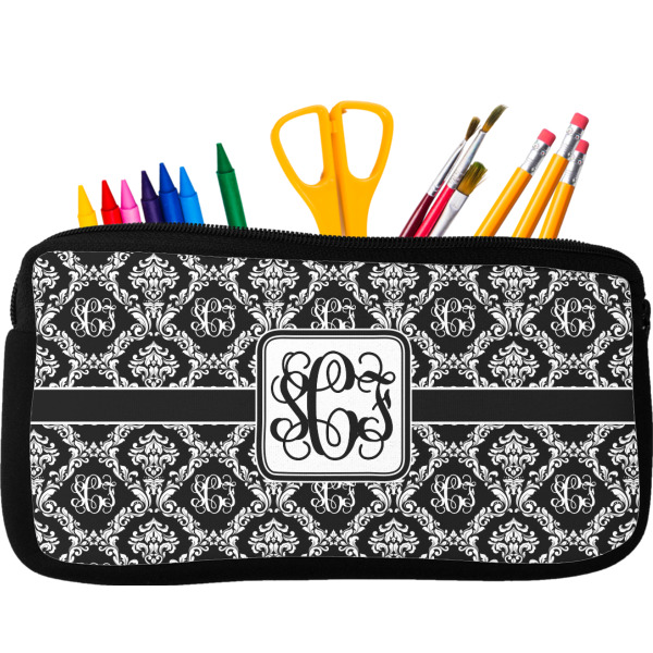 Custom Monogrammed Damask Neoprene Pencil Case