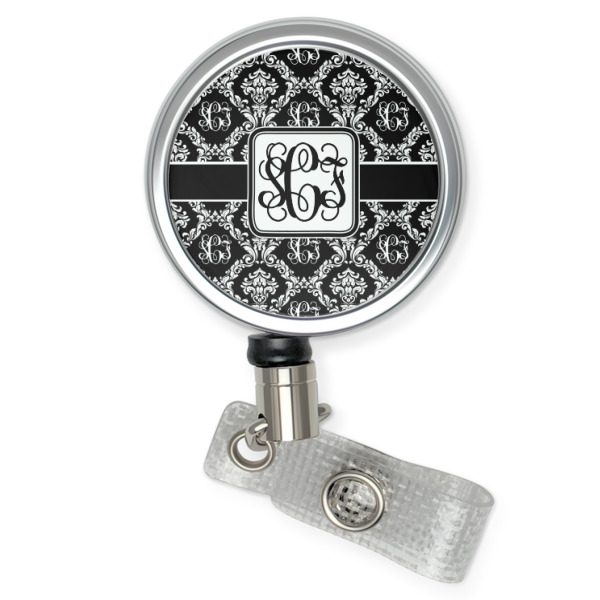 Custom Monogrammed Damask Retractable Badge Reel (Personalized)