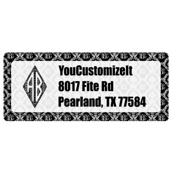 Custom Monogrammed Damask Return Address Labels (Personalized)