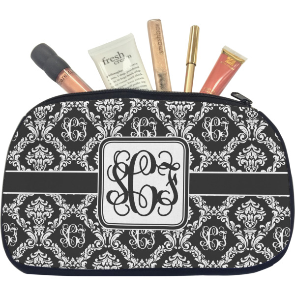 Custom Monogrammed Damask Makeup / Cosmetic Bag - Medium (Personalized)