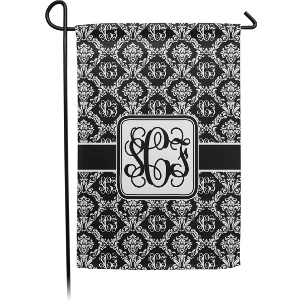 Custom Monogrammed Damask Small Garden Flag - Double Sided