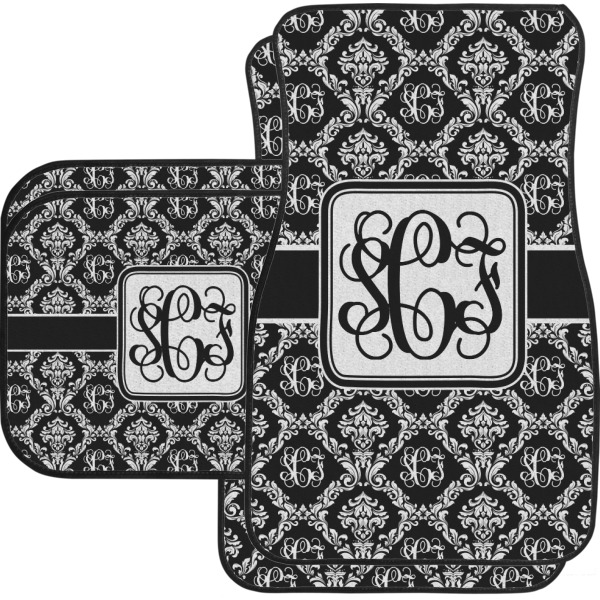 Custom Monogrammed Damask Car Floor Mats Set - 2 Front & 2 Back (Personalized)